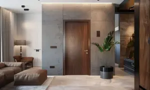 Nowoczesny przedpokój w stylu loft: beton, drewno, skóra. Inspiracje dla Twojego wnętrza.