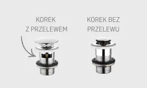 Korek z przelewem i bez. Wybierz, który korek lepiej sprawdzi się w Twojej łazience.