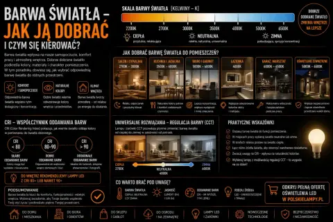 Jaka barwa światła do łazienki? 4000K zapewnia najlepsze odwzorowanie kolorów skóry i makijażu.