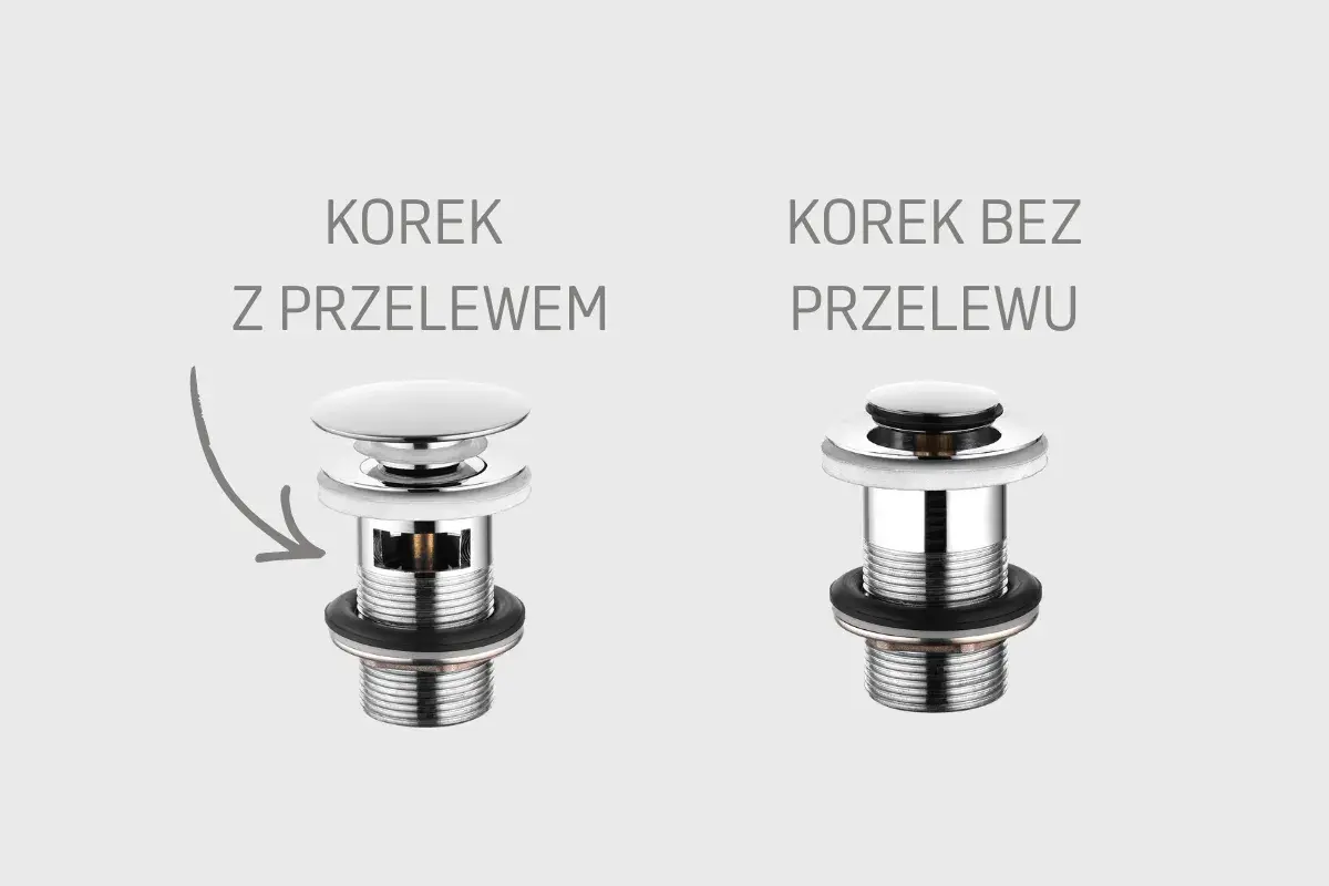Korek z przelewem i bez. Wybierz, który korek lepiej sprawdzi się w Twojej łazience.