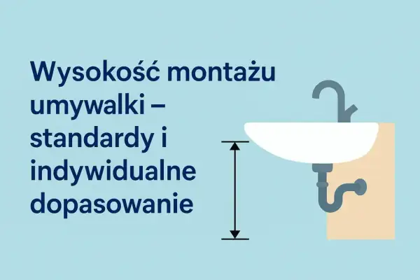 Wysokość montażu umywalki: standardy i indywidualne dopasowanie. Ilustracja pokazuje umywalkę z zaznaczoną wysokością montażu.